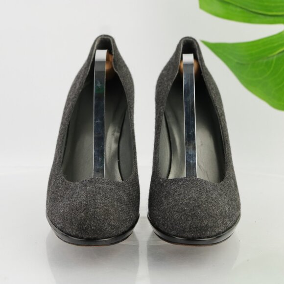 Stuart Weitzman Womens Pump Size 9 Gray Tweed Wool High Heel Slip On Dress Shoes - Picture 2 of 13